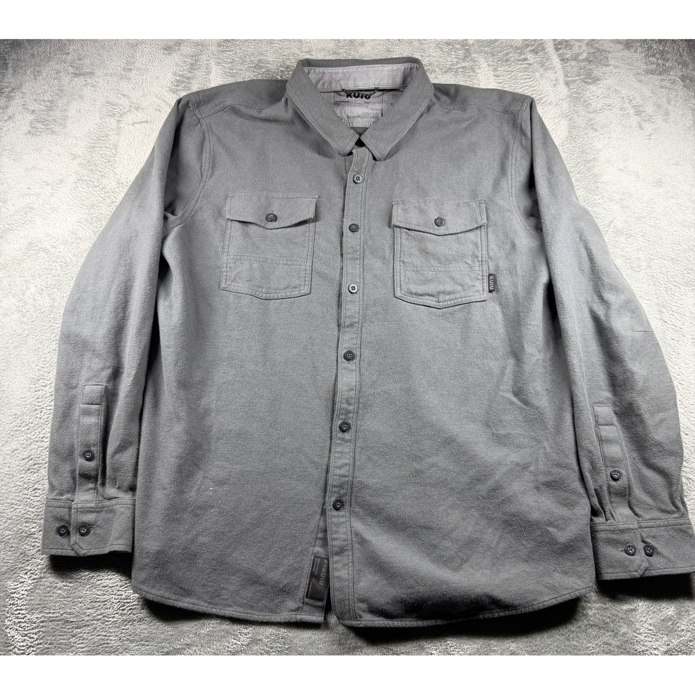 KUIU Shirt Mens XXL Gray Long Sleeve Button Front Double Chest Pockets